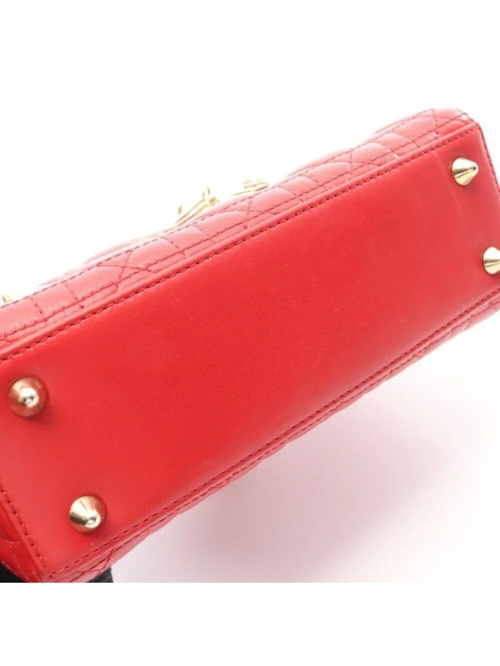 Dior Handbag Lady Dior MY Abcdior Small Cannage 2-Way Red Leather My Tote - Picture 7 of 8